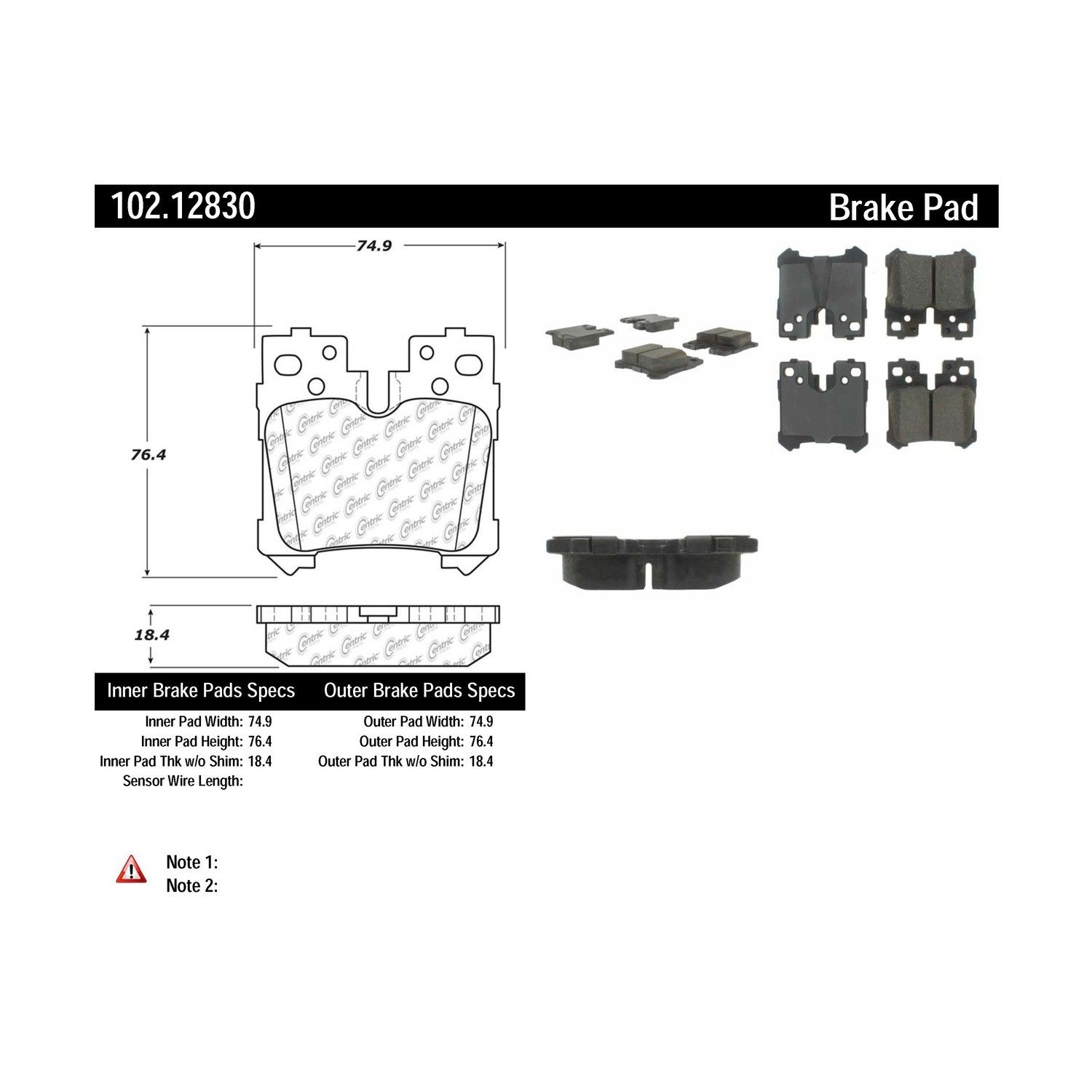 Centric Parts 102.12830 102 Series Semi Metallic Standard Brake Pad