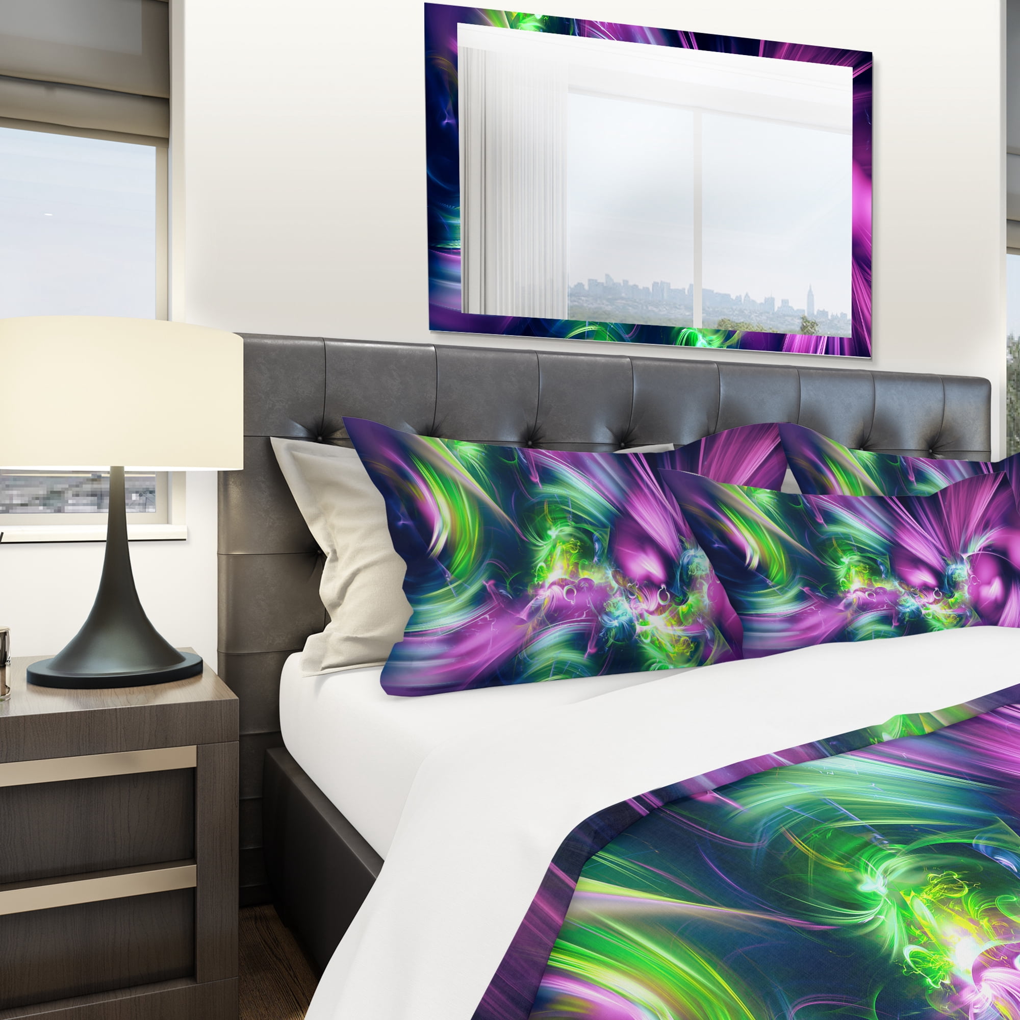 Designart 'Green and Purple Shine' Modern & Contemporary Duvet Cover Set