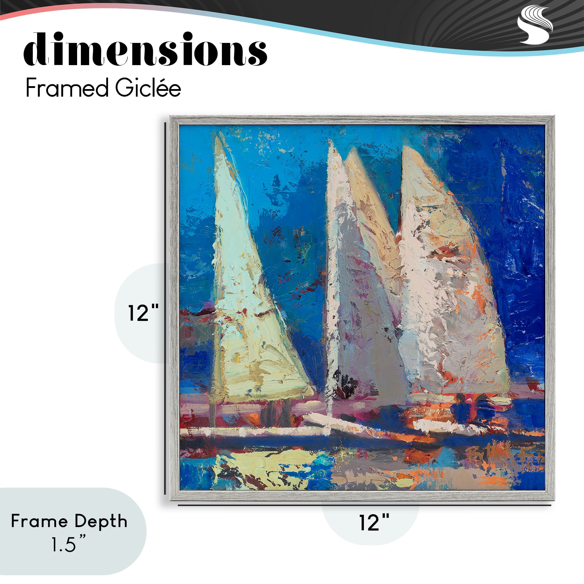 Stupell Industries A Strong Wind Sailboats Gray Framed Giclee Art, design by Beth A. Forst