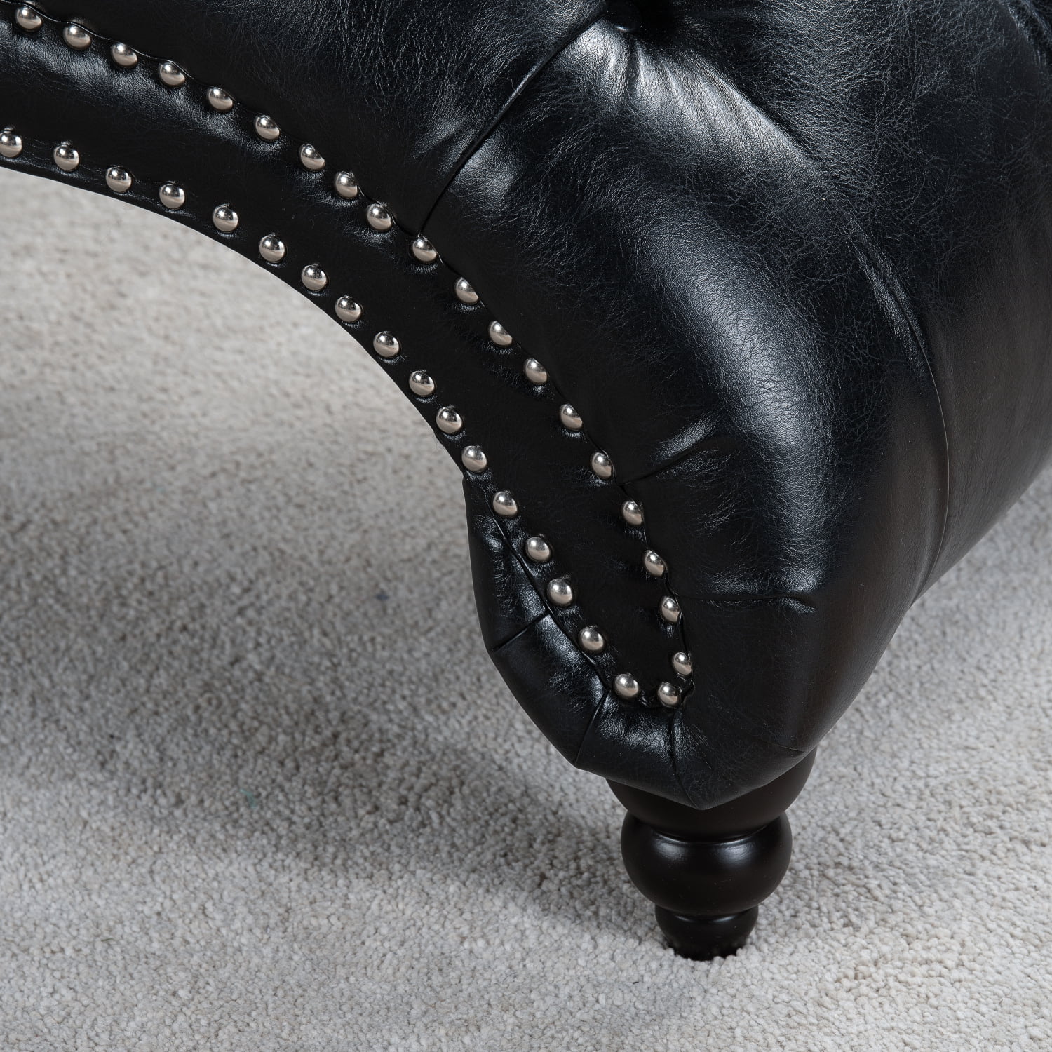 Miniyam 65.35" Tufted Armless Chaise Lounge, Black
