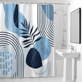 thumbnail image 2 of Blue Boho Shower Curtain, Medieval Leaves Geometric Lines Abstract Waterproof Shower Curtain Set with 12 Hooks Lightweight Bath Curtains Fabric Bathroom Decor 60x72 Inches, 2 of 9