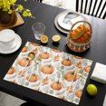 thumbnail image 4 of Orange Pumpkins Fall Placemats Set of 4, Thanksgiving Green Leaves Autumn Washable Wipeable Table Mats for Dining Tables, Indoor Outdoor Kitchen Place Mats for Holiday Party Table Decor, 4 of 9