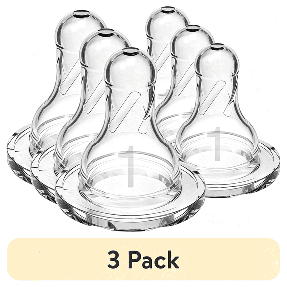 XIRQI 3 pack) Natural Flow Level 1 Narrow Baby Bottle Silicone Nipple, Slow Flow, 0m+, 100% Silicone Bottle Nipple, Anti-Colic Design baby bottle nipples