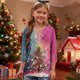 thumbnail image 4 of Blusas informales con cuello en V y mangas 3/4 para niños y niñas de 3 a 14 años, 4 of 6