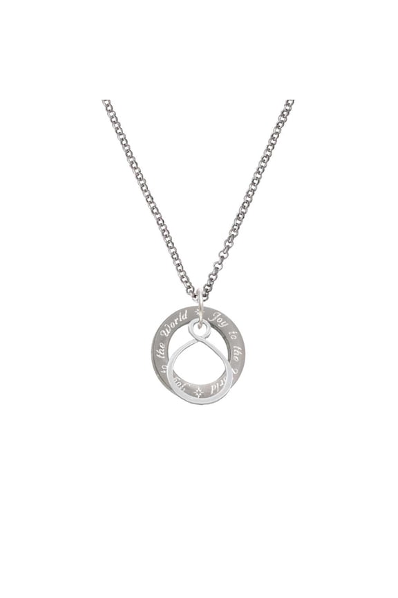 Silvertone Infinity Loop Joy to the World Affirmation Ring Necklace