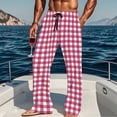 thumbnail image 2 of RYDCOT Mens Pajama Pants Lightweight Straight Leg Plaid Pajama Pants Comfy Drawstring Waist Lounge Pants with Pockets Hot Pink, 2 of 6