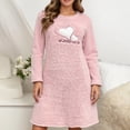 thumbnail image 2 of Fall Winter Heart Print Flannel Long Sleeve Nightgown Warm Thickened Sleepwear Cozy Loungewear For Women, 2 of 5
