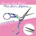 thumbnail image 5 of Stork Bird Rounded Safety Tip Embroidery Craft Stainless Steel Crane Scissors - Blue - 1 Pair, 5 of 7