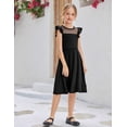 thumbnail image 5 of Arshiner Girls Dress Summer Ruffle Sleeve Mesh A Line Casual Party Dresses with Pockets, 5 of 7