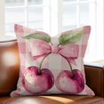 thumbnail image 2 of Spring Cherry Throw Pillow Cover Sweet Pink Plaid Linen Texture Cotton Linen Cushion Cover Throw Pillow Case with Invisible Zipper for Couch Sofa Bed Chair Car 20x20 Inch, 2 of 9
