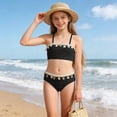 thumbnail image 5 of CAUYDY Children Girls Teen Girls Summer Swimsuit 2 Piece Bathing Suits Cute Bikini Tankini Sets with Cover Ups Beach Skirt for Kid 7T 8T 9T 10T 11T 12T 13T (Sizes 12-13 Years,H03-Black), 5 of 9