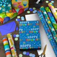 thumbnail image 2 of Birthday Wrapping Paper Rolls - Stars, Stripes, Balloons, Cupcakes, "Happy Birthday" Gift Wrap Paper (Set of 6 Rolls: 180 sq. ft. ttl.), 2 of 4