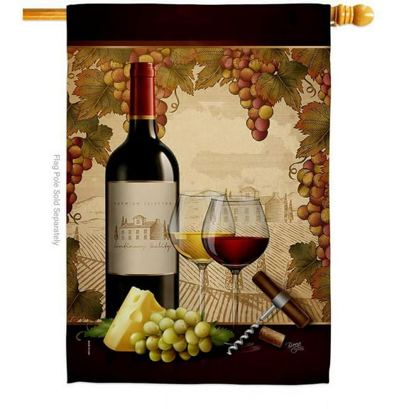 Breeze Decor H117069-BO Winery Beverages Wine 28 x 40 in. Double-Sided Decorative Vertical House Flags for Decoration Banner Garden Yard Gift
