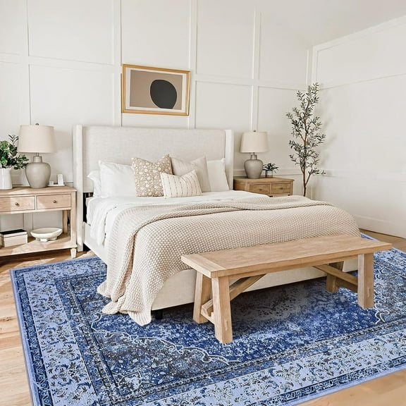 2*3ft/2*6ft/5*7ft/8*10ft/9*12ft/10*13ft Area Rug for Living Room, Washable Boho Vintage Floral Area Rugs, Soft Faux Lamb Velvet Rug & TPR Non-Slip Backing Carpet for Bedroom,Bathroom, Dining Room