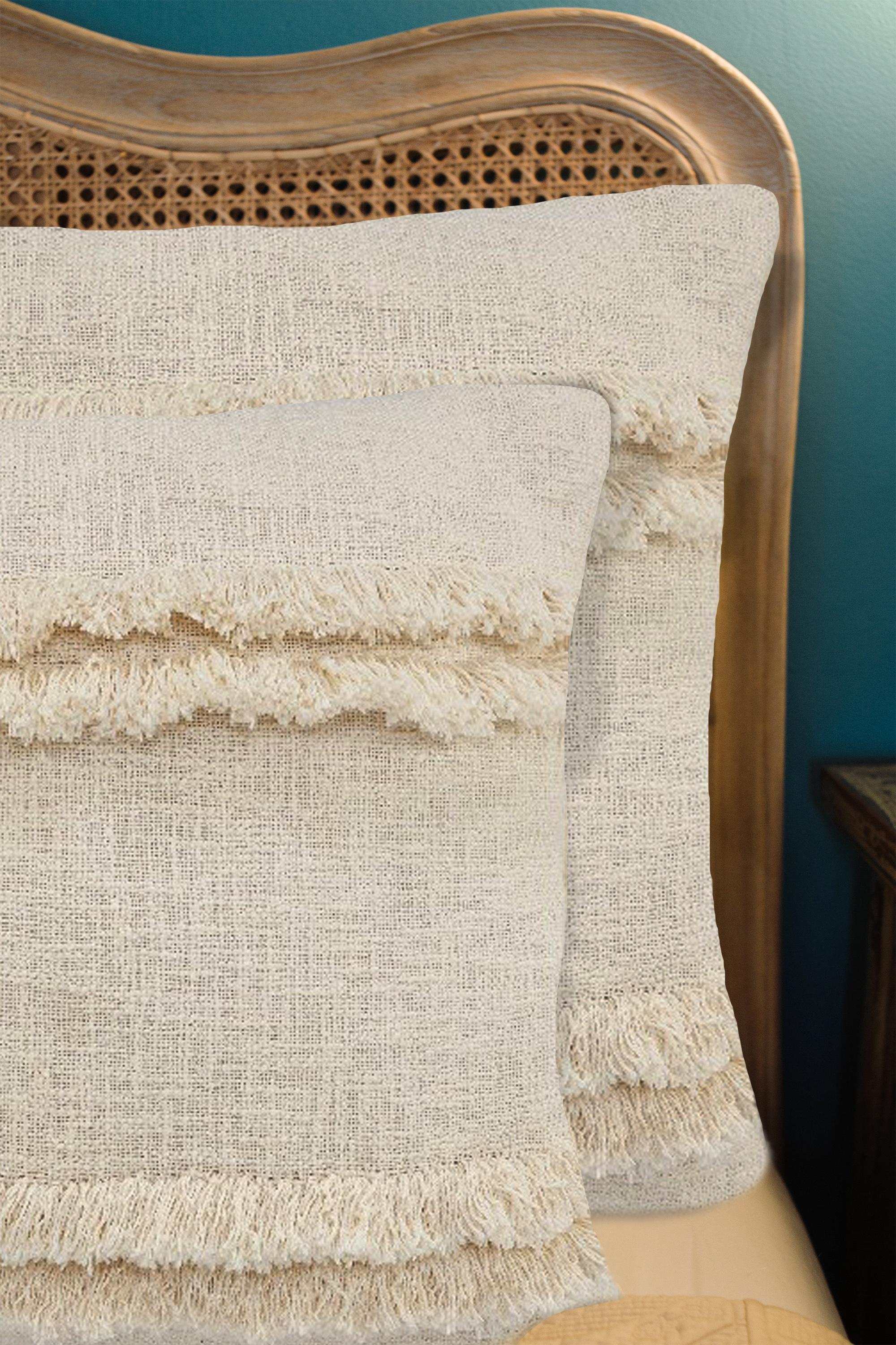 LR Home Rory Cotton Pillow Set of 2 in Cream, 20" x 20"