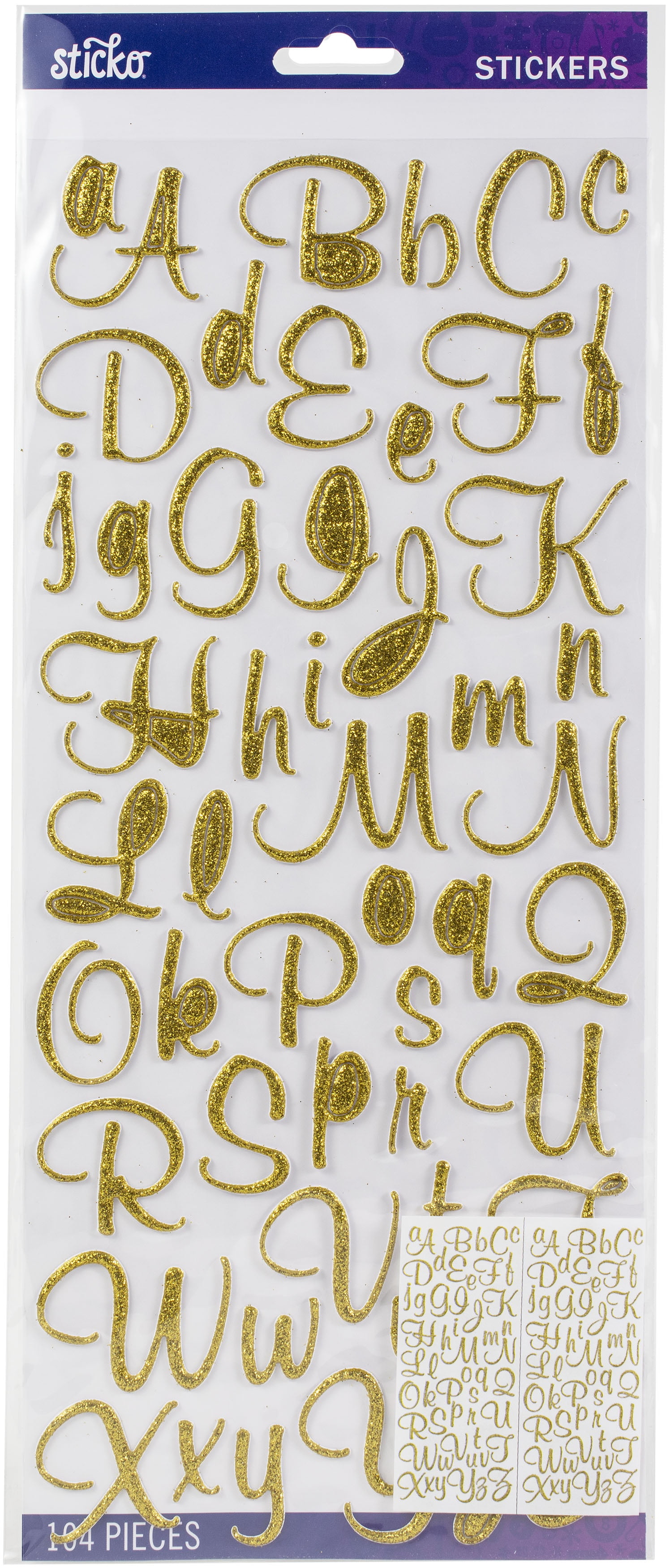 Sticko Alphabet Stickers 104/PkgScript Gold Glitter