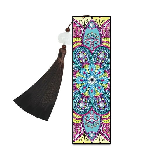 Diamond Painting Bookmark Kit Blue Flowers 5D DIY Special Design with Tassel Shimmering Handcrafted Artwork for Book Lovers Perfect for Birthdays, Christmas, and Holidays