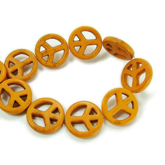 20mm Orange Howlite Peace Sign Beads For Jewelry Making