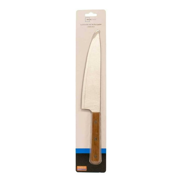 Cuchillo de Chef Mainstays de Acero Inoxidable con Mango de Madera y Espiga Completa 32.6 cm