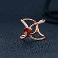 thumbnail image 4 of Gem Stone King 1.58 Ct Round Red Garnet 18K Rose Gold Plated Silver Curvy Cross Ring (Size 7), 4 of 4