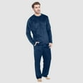thumbnail image 6 of Men Pajamas Set Lightweight Flannel Soft Winter Warm Cozy Pjs Sleepwear Long Sleeve Pullover Lounge Pants Loungewear (Navy, XL), 6 of 8