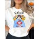 thumbnail image 1 of Artistic Flair, Smiling Girl Graphic Tee for Women - Casual Crew Neck Short Sleeve T-Shirt, Stretchy & Breathable Polyester Blend, Perfect for Summer, 1 of 6