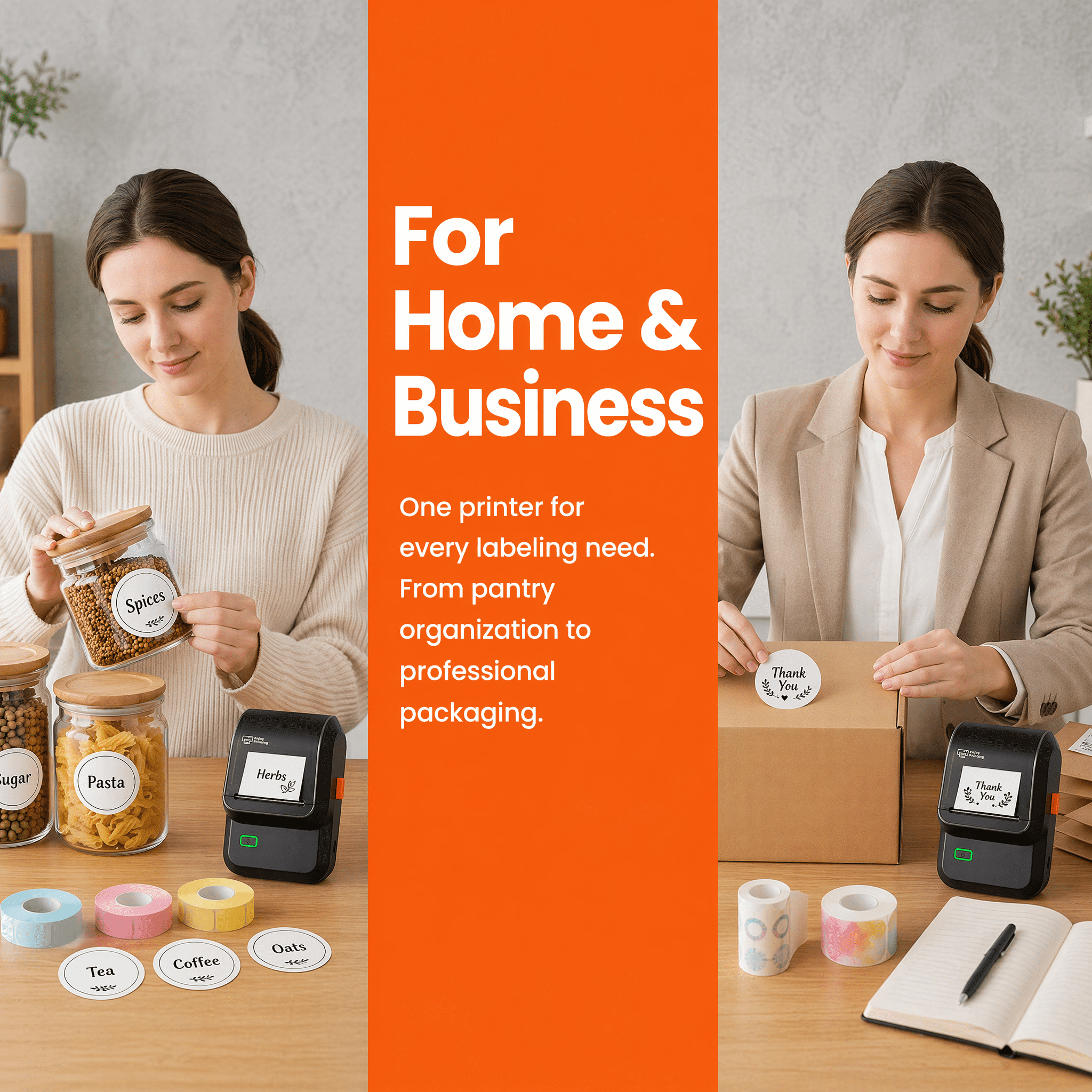 Phomemo M100 Label Maker with 100 Labels,Thermal Bluetooth Label Printer,No Ink 2 inch Barcode Printer with App Control, for Small Business, Clothing Tags,Round Gift Stickers(Black)