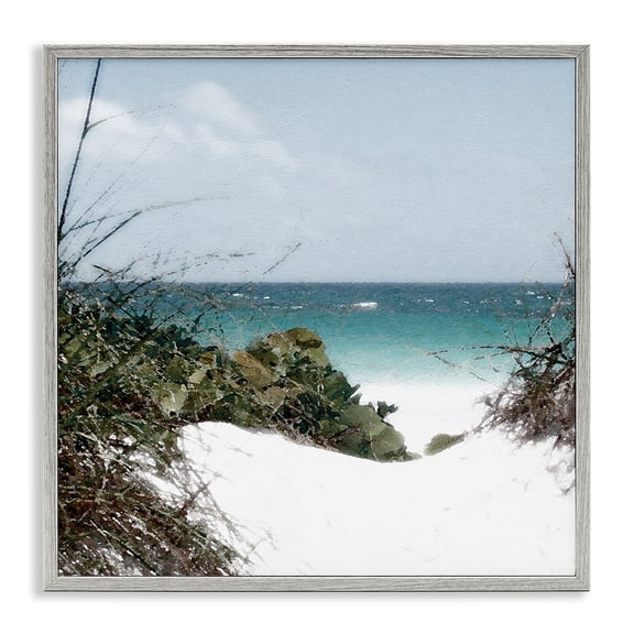 Stupell Industries Bohemian Clear Beach Scenery Gray Framed Giclee Art, 24 x 24, by Noah Bay
