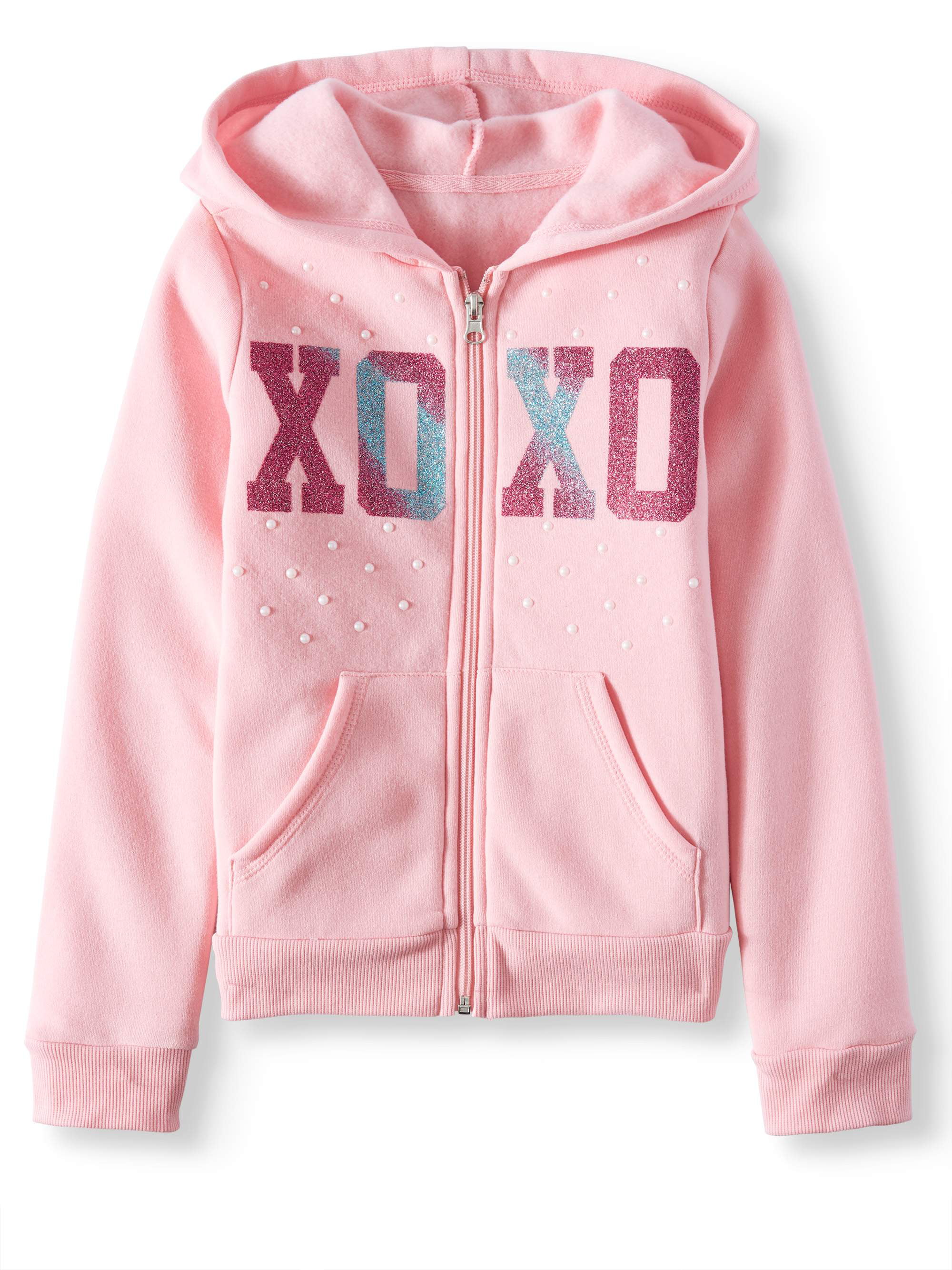 XOXO Girls 4-6x Glitter Logo Fleece Hoodie(Pink 4) - Walmart.com