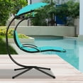 thumbnail image 3 of Costway Patio Hanging Hammock Chaise Lounge Chair with Canopy Cushion Turquoise, 3 of 11
