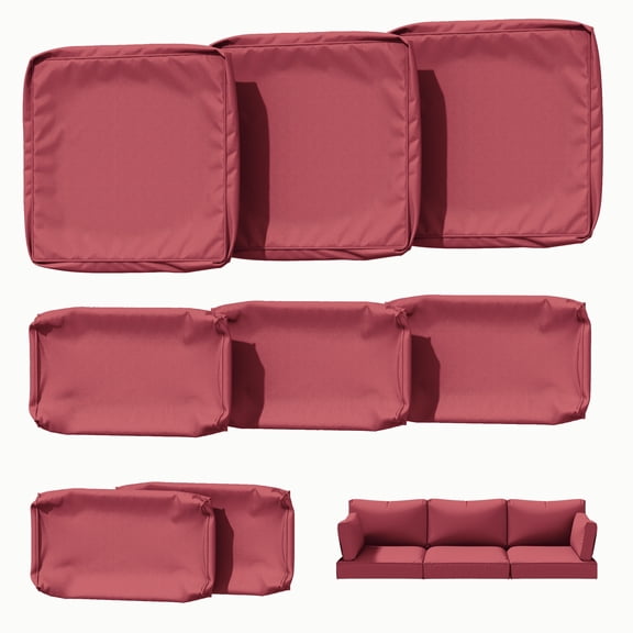 Kimunuk 8 Pcs Outdoor Cushion Covers for Patio Furniture, Washable Outdoor Cushion Slipcovers Replacement with Zipper for 3 Seat Rattan Sofa, Fuchsia Red