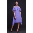 thumbnail image 3 of Bimba Robe Midi Tunique de Fête pour Femmes à Épaules Dénudées à Manches Volantées à Imprimé Bloc - Petit, 3 of 6