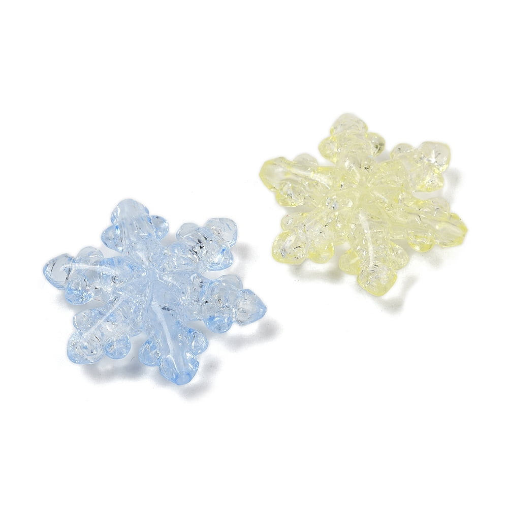 Transparent Crackle Acrylic Beads Snowflake Mixed color 30x28x8mm Hole: 1.8mm 208pcs/500g