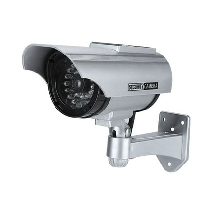 

Solar Powered Fake Camera Outdoor CCTV Surveillance Security Camera LED Record(silver)