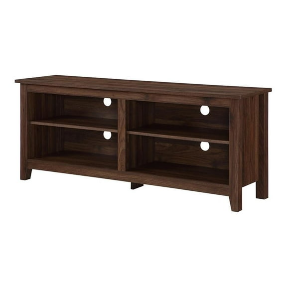 Maklaine Wood TV Media Stand for TVs up to 60" in Dark Walnut