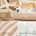 thumbnail image 2 of Exclusivo Mezcla Ribbed Plush Cuddler Dog Bed, 32"×24" Calming Pet Bed with Non-Slip Bottom for Medium Dogs, Apricot, 2 of 7
