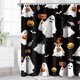 thumbnail image 4 of Cortina de ducha de tela con forma de fantasma de Halloween, con dibujos animados divertidos y espeluznantes, calaveras, para niños en blanco y negro, para fiestas navideñas, con ganchos, 4 of 5