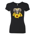 thumbnail image 2 of Elephant Sunflower Cute Love Animal Lover Womens Slim Fit Junior Tee, Black, X-Large, 2 of 3
