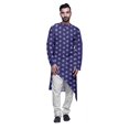 thumbnail image 1 of Atasi Kurta Long d'Été Imprimé de Designer avec Ensemble de Pyjama Blanc pour Hommes, 1 of 3