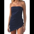 thumbnail image 1 of Tops de Tubo de Verano para Mujer 2025, Blusas de Moda Sin Tirantes Fruncidas para Salir, Conjuntos de Camisetas Bandeau Asimétricas. Azul Marino M, 1 of 8