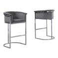 thumbnail image 3 of Tabouret de Bar en Velours Gris Foncé (Simple) avec Base en Métal Argenté Chromé, 3 of 3