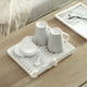 thumbnail image 3 of Escurreplatos Plegable, Organizador Compacto, con Capacidad para 12 Platos, Escurridor de Cocina de Plástico, Diseño Compacto, Fácil de Limpiar, Color Blanco/Azul/Blanco, 18 X 21 X 6,5 Cm, 3 of 7