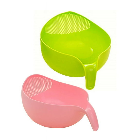 2 Pcs Rice Washing Filter Strainer Kitchen Tool Beans Peas Sieve Basket Cleaning Gadget Filtering Green & Pink,2 * Rice filter,green & pink