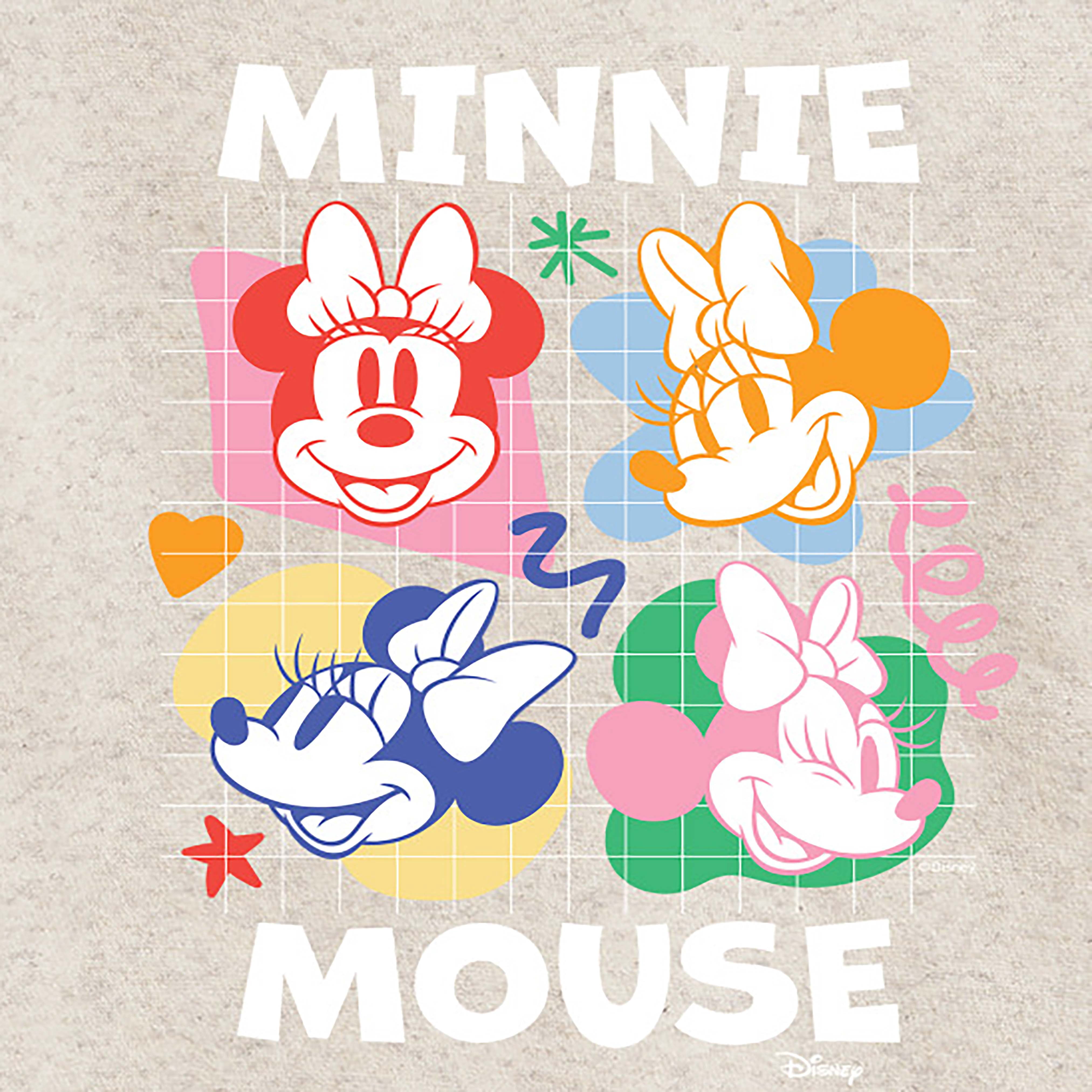 Disney - Minnie Mouse Multicolored Grid Graphic Long Sleeve Fleece Sweatshirt