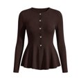 thumbnail image 6 of Aswuknt Women's Fall Winter Ribbed Knit Cardigan Long Sleeve Button Front Peplum Dressy Casual Work Sweater Top, 6 of 7