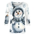thumbnail image 5 of Darzheoy Womens Christmas Tops Casual Printed Round Neck Mid-Length 3/4 Sleeve Sweatshirts Drop Shoulder Loose Solid Color Graphic Blouses, 5 of 5