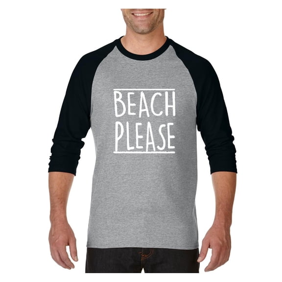 MmF - Mens Raglan Sleeve Baseball T-Shirts, up to Size 3XL - Beach Please