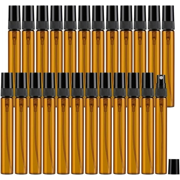 Glass Empty Spray Bottle with Plastic Lid Goldenrod 1.4x11.5cm Capacity: 10ml(0.34fl. oz)