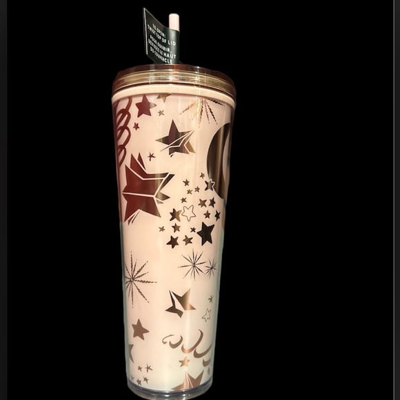Starbucks 24 oz Holiday Tumbler Rose Gold Glitter Acrylic