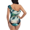 thumbnail image 5 of Haiem Watercolor Turtle5 Women's One Piece Swimsuits Tummy Control One Shoulder Bathing Suits Ruffle Swimwear-XX-Large, 5 of 8